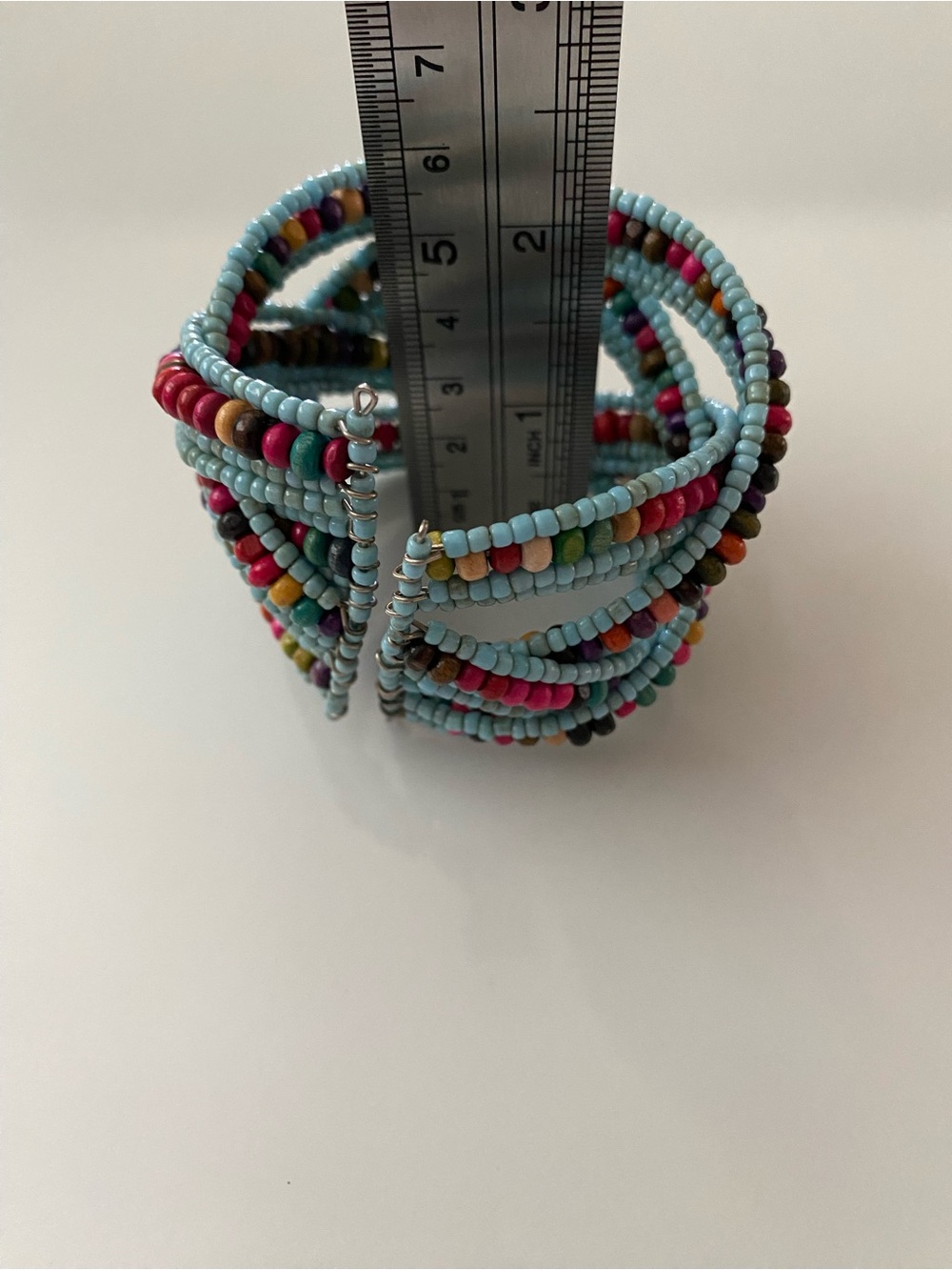 Two Multicolored Beaded Wrap Bracelets - Turquoise & Coral - Picture 10 of 11